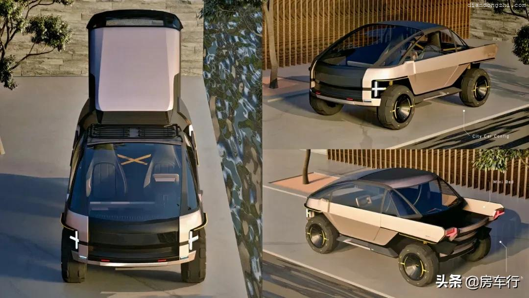 创新电动皮卡房车：车身可一分为二，城市行驶、户外露营轻松搞定